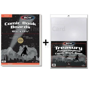 BCW 10x Treasury Comic Bags + 10x Backing Boards Bundle 266 x 342mm - Picture 1 of 3