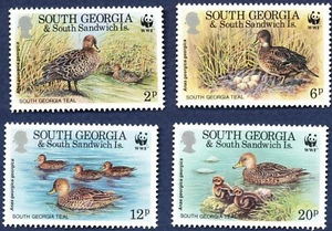 South Georgia 1992 Endangered South Georgia Teal set with WWF Panda Logo MNH - Picture 1 of 1