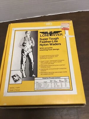 Lone River Nylon Waders Mens Large Super Tough Feather-Lite Model 639 Vintage Nw - Image 1 of 4