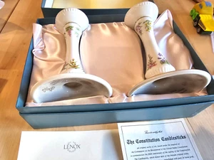NEW Lenox "The Constitution Candlesticks" Ltd Edition 1989 w COA Set of 2 in Box - Picture 1 of 14