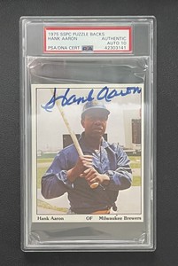 1975 SSPC Puzzle Hank Aaron Signed PSA/DNA 10 Auto Grade Milwaukee Brewers HOF