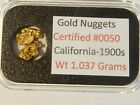Genuine Solid Gold Nuggets California  1.037 Gram,  In Special Assay Capsule