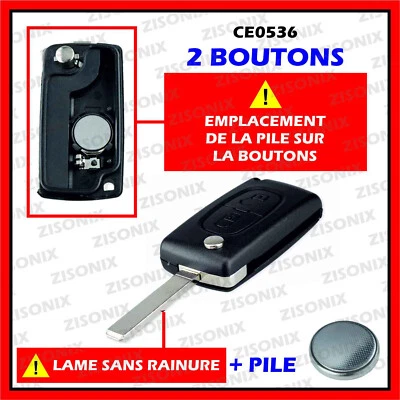 Coque PLIP Clé compatible CITROEN Berlingo Jumper Picasso 2 BOUTONS CE0536 va2