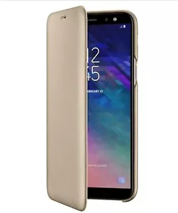 Original Samsung Folio Case Wallet Flip Cover for Galaxy A6 2018 Gold - Picture 1 of 5