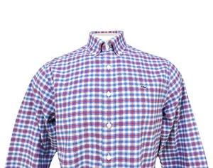 Vineyard Vines Herren Medium rot weiß blau kariert Slim Fit Wal Hemd - Bild 1 von 8