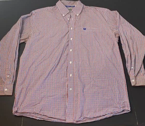 Cinch Shirt XL Red White Blue USA Plaid Long Sleeve Pocket Cowboy Western I24 - Picture 1 of 8