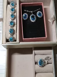 Full Set Jewelry Blue Size 8 Womens Girls Valentine's Set Gift Lovers - Picture 1 of 3