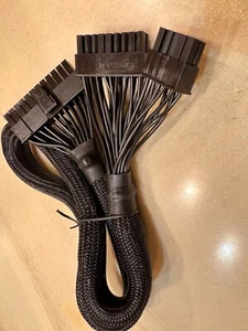 24pin Black Single Sleeved Power Supply PSU Motherboard Cable for Seasonic PRIME - Picture 1 of 3