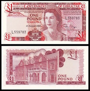 Gibraltar 1988 1 Pound P-20e Queen Elizabeth II Serial L559783 UNC - Bild 1 von 7