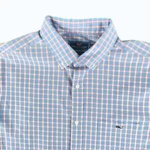 Vineyard Vines klassische Passform Tucker Hemd Herren Large rosa blau kariert Knopf neu ohne Etikett - Bild 1 von 7