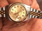Rolex ladies date just 18k gold steel big diamond dial watch Ref 69175 U serial