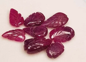 24.16 Ct Natural Ruby Mozambique Mines Top Quality Leaf Shape Carved Gemstone - Picture 1 of 8
