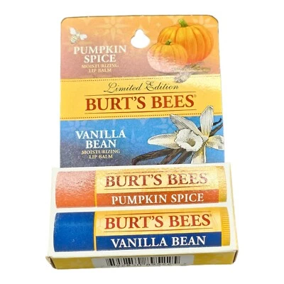 Burt's Bees Juego de 2 Piezas Bálsamo Labial Edición Limitada Calabaza Especias Vainilla Frijol CAJA Foto 1 de 3