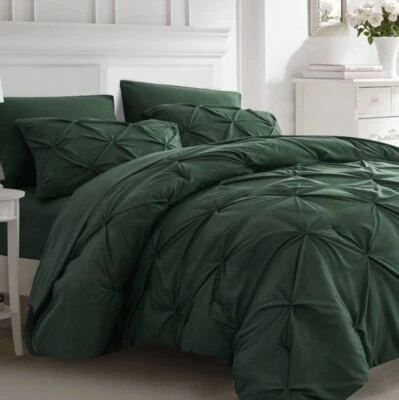 Juegos de cama edredón verde Pintuck 7 piezas - tamaño completo Foto 1 de 4