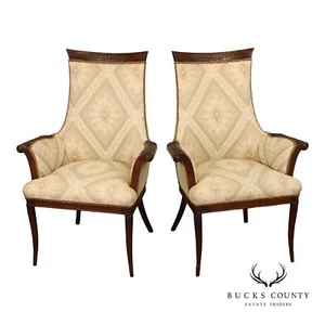 Grosfeld House Regency Style Pair of Mahogany Fireside Chairs - Picture 1 of 20