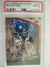 2011-12 UD SERIES 2 YOUNG GUNS, CANVAS BEN SCRIVENS ,C214,PSA 10 GEM MINT SP