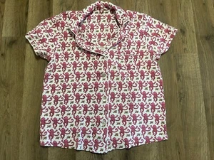 Roller Rabbit Shirt, Women’s Size Large, White Pink Monkey Sleepwear Top - Picture 1 of 11