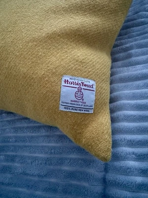 Harris Tweed Yellow Cushion 16x16 Inches 100% Wool  - Image 1 of 4