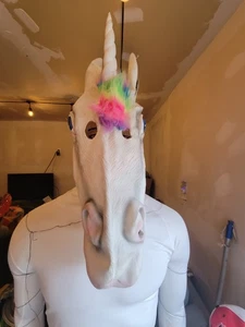 Unicorn  Mask  With Rainbow  Hair - Picture 1 of 4