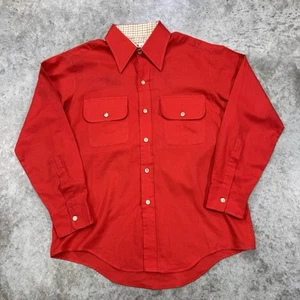 Vintage Montgomery Ward shirt mens Large flannel red double pocket 70s disco - Picture 1 of 5