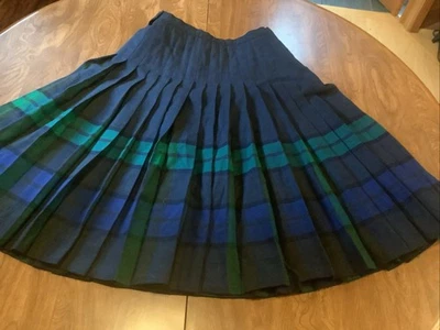 Saia Plissada Vintage Pendleton 100% Lã Azul Cinza Reversível Tamanho P - Imagem 1 de 4