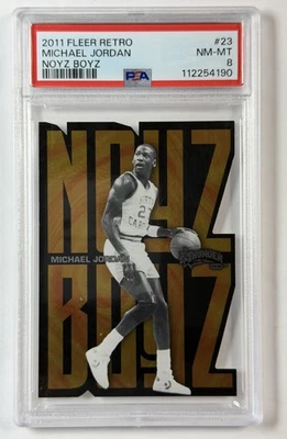 MICHAEL JORDAN PSA 8 2011-12 FLEER RETRO #23 NOYZ BOYZ INSERTAR TACONES ALQUITRÁN Foto 1 de 2