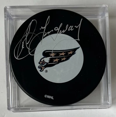 Rod Langway Signed Autographed Washington Capitals Hockey Puck + Cube - BECKETT - Image 1 of 2