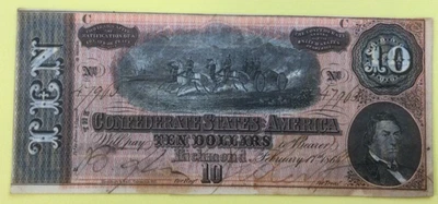T-67 10$, Confederate States of America, Richmond, 1864, Blue Back - Image 1 of 4
