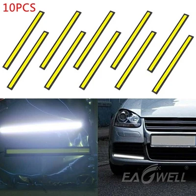 10PCS COB White LED Car Fog DRL Daytime Running Light Bar Strip 17cm Waterproof - Image 1 of 4