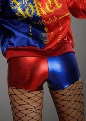 WICKED COSTUMES SHINY HOT PANTS Suicide Harley Quinn Disco Halloween Shorts Harlekin UK 6-16