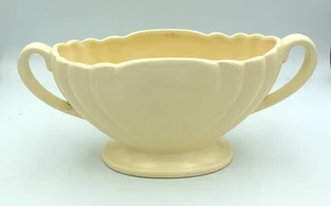 Vintage DARTMOUTH POTTERY Mantel Vase Jardiniere Ribbed + Handles 12" Wide - Picture 1 of 7
