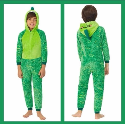 Saint Eve 恐龙青少年连帽抓绒睡床 S 码 7/8 海贼王睡衣 — 第 1/4 张图片