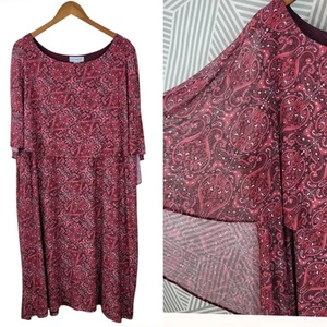 Catherines Plus size 4X Dress Midi Long Stretchy Floral Mesh Layered Cape Top - Picture 1 of 7