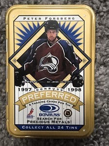 97/98 DONRUSS PREFERRED PETER FORSBERG EMPTY PACK TIN RARE GOLD 218/499