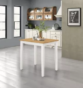 Small Dining Table in White & Oak Finishing, Solid Wood Breakfast Kitchen Table - Picture 1 of 8