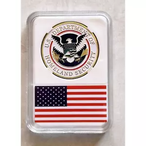US Department of Home Land Security Challenge Münze mit amerikanischer Flagge Etui - Bild 1 von 4