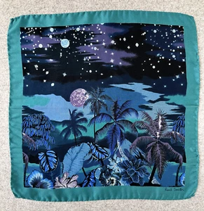PAUL SMITH tropical night printed silk pocket square Italy - Picture 1 of 5