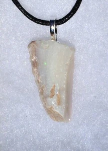 Australian White Opal Raw Rough Free Form Stone Crystal Pendant Necklace - Picture 1 of 13
