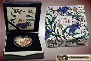 Moneda de plata 2015 de 5 dólares a prueba en forma de corazón 'Amor eterno' - Imagen 1 de 3