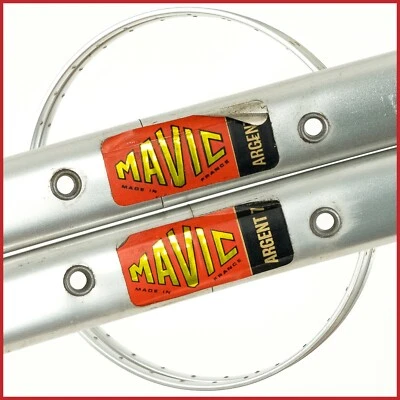 NOS PAIR MAVIC ARGENT 7 RIMS 28" 700c 32H HOLES VINTAGE TUBULAR 70s LIGHTWEIGHT - Image 1 of 4