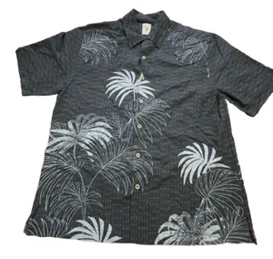 Vintage Jamaica Jaxx Hawaiian Silk Shirt Mens Gray Floral Pattern Size Med - Picture 1 of 9