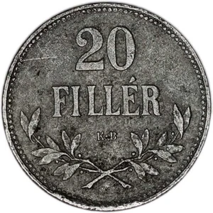 HUNGARY coin 20 Filler 1917 XF Extremely Fine - Picture 1 of 7