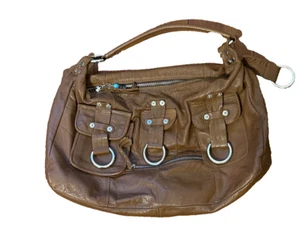 Caterina Lucchi brown cognac leather handbag with metal hardware and pockets - Picture 1 of 9
