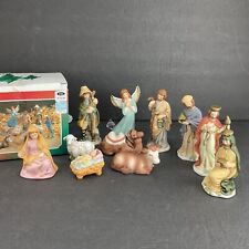 Vintage Nativity Set Hand Painted Bisque Porcelain 11 Pieces