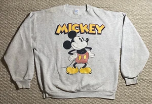 Vintage 80s 90s Mickey Mouse Walt Disney Big Logo Sweatshirt Tee Distressed Worn - Picture 1 of 11