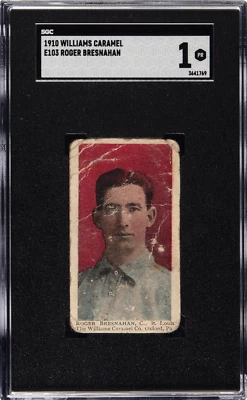 1910 E103 Williams Caramel Co. Roger Bresnahan St. Louis Cardinals HOF SGC 1 - Image 1 of 2