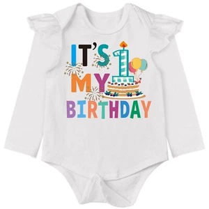 Baby Girl Newborn It's My 1st Birthday Bodysuit Outfit Infant One Year Old Ha... - Picture 1 of 5
