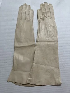 Vintage Cream Kid Leather Opera Gloves Made In Western Germany Small S - Picture 1 of 4