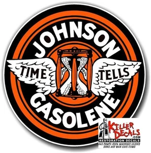 6" JOHNSON GASOLINA REDONDO ACEITE CALCOMANÍAS PANEL GAS - Imagen 1 de 1