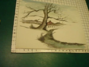 Original ROSE SUSLOVICH ART - UNsigned - TREE, STREAM, HOUSE - Picture 1 of 3